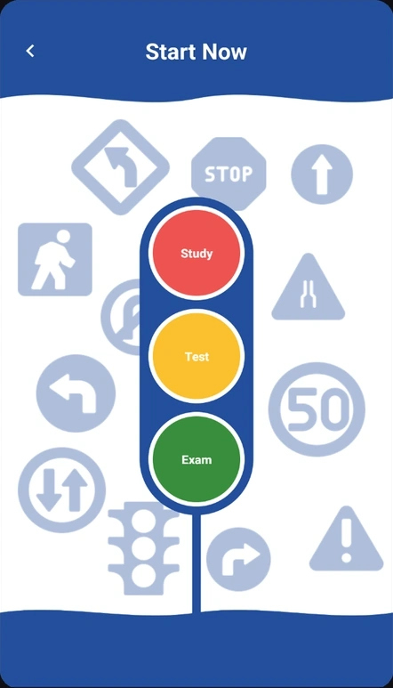Study, test, and exam mode selection in GodKänt